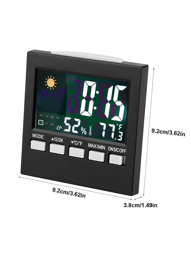 erorex Travel Alarm Clock Temperature Humidity Clock Digital Calendar Weather Clock Alarm Clock With Temperature Humidity Display Snooze Functions Desktop Digital Thermometer - Image 3