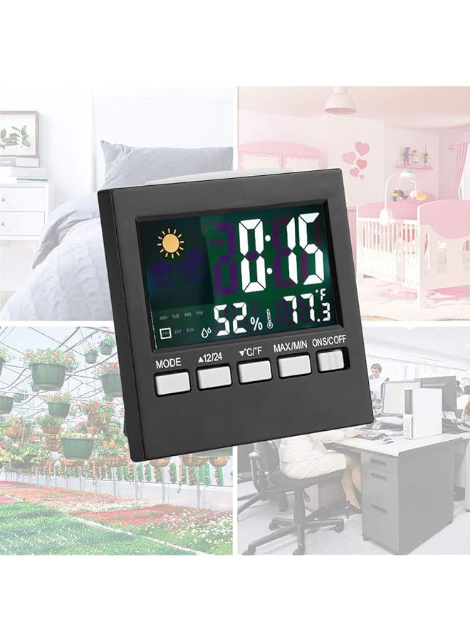 erorex Travel Alarm Clock Temperature Humidity Clock Digital Calendar Weather Clock Alarm Clock With Temperature Humidity Display Snooze Functions Desktop Digital Thermometer - Image 4