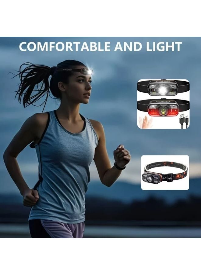 USB Rechargeable LED Headlamp Multi Function Head Mounted Flashlight IP44 - Image 4