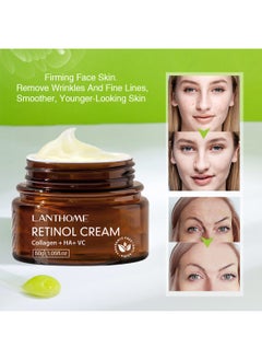 Lanthome Retinol Cream with Collagen, HA and VC, Anti Aging Cream to Reduce Fine Lines and Wrinkles, Retinol Face Moisturizer for Face Neck and Eyes, 50g  - Image 2