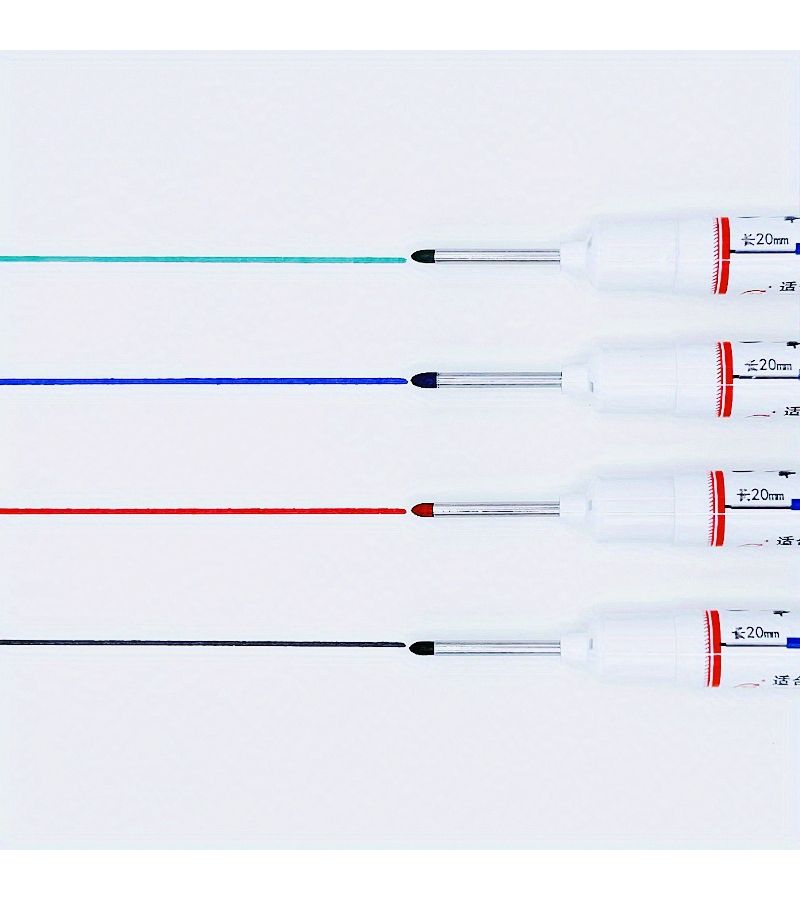 6 Pcs Mix Color Long Nib Quick Drying Oil Based Carpenter Marking Pen For Deep Holes Bathroom Installation Decoration Fixing Marking Construction Tools Diy Crafts - Image 3