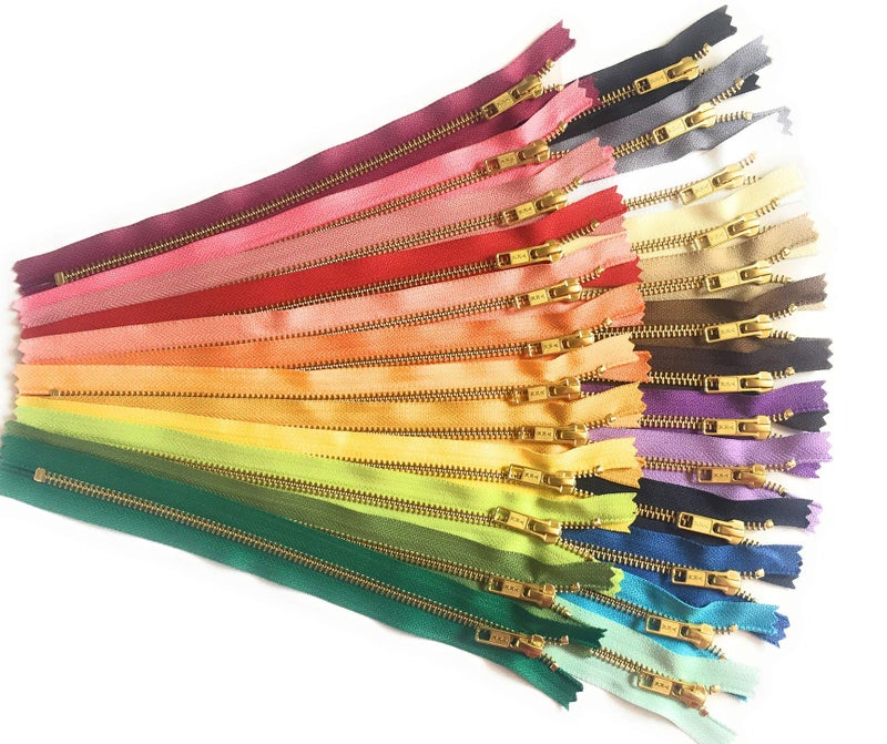 Craftbot Gold Metal Zippers in 25 Mixed Colors YKK No. 5 Zippers for Bags Sewing Crafts - Image 2