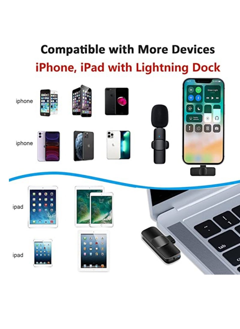 DIGI CORE - K8 Wireless Lavalier Microphone For iPhone And iPad iOS Phone Plug-Play Wireless Mic Black - Image 1