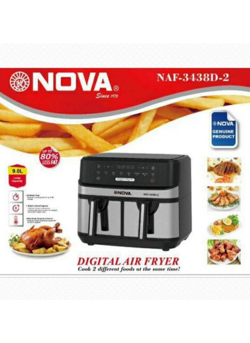 NOVA Air Fryer Black & Silver, 9 Litre,Nova NAF-3438D-2  - Image 2
