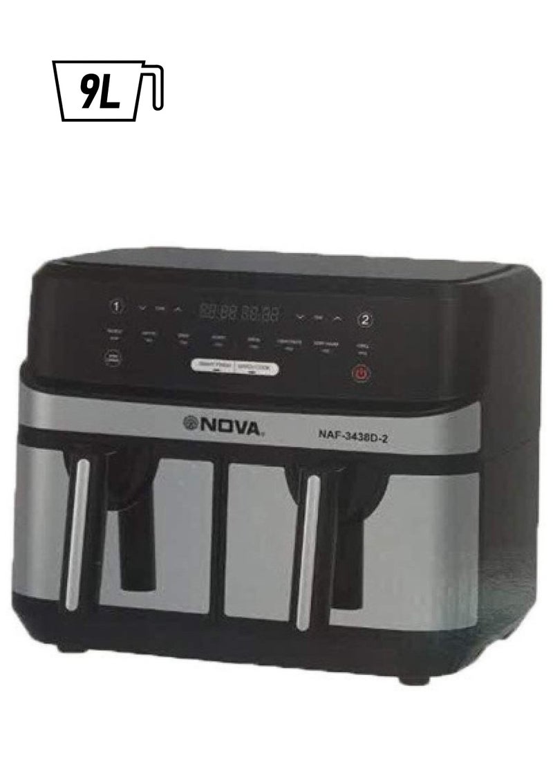 NOVA Air Fryer Black & Silver, 9 Litre,Nova NAF-3438D-2  - Image 1
