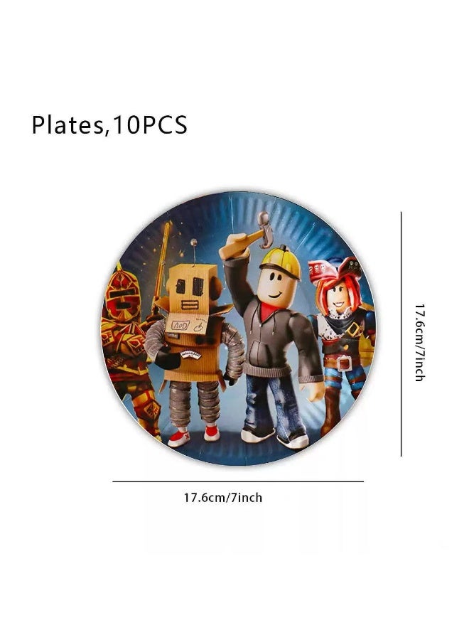 Roblox Virtual World Game Decoration Theme Birthday Party Tableware 62-Piece Set - Image 3