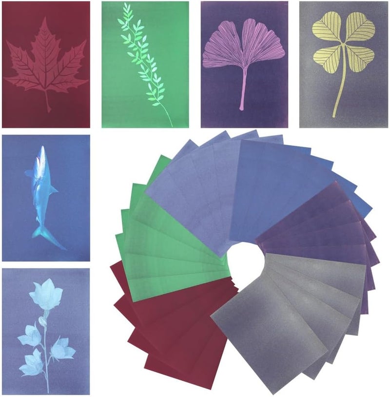 Sun Art Paper Kit, 24 Cyanotype Sheets In 6 Colors, Diy Solar Printing For Kids & Adults, Fun Nature Prints - Image 3