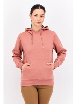 Women Hooded Plain Sweatshirt, Peach
