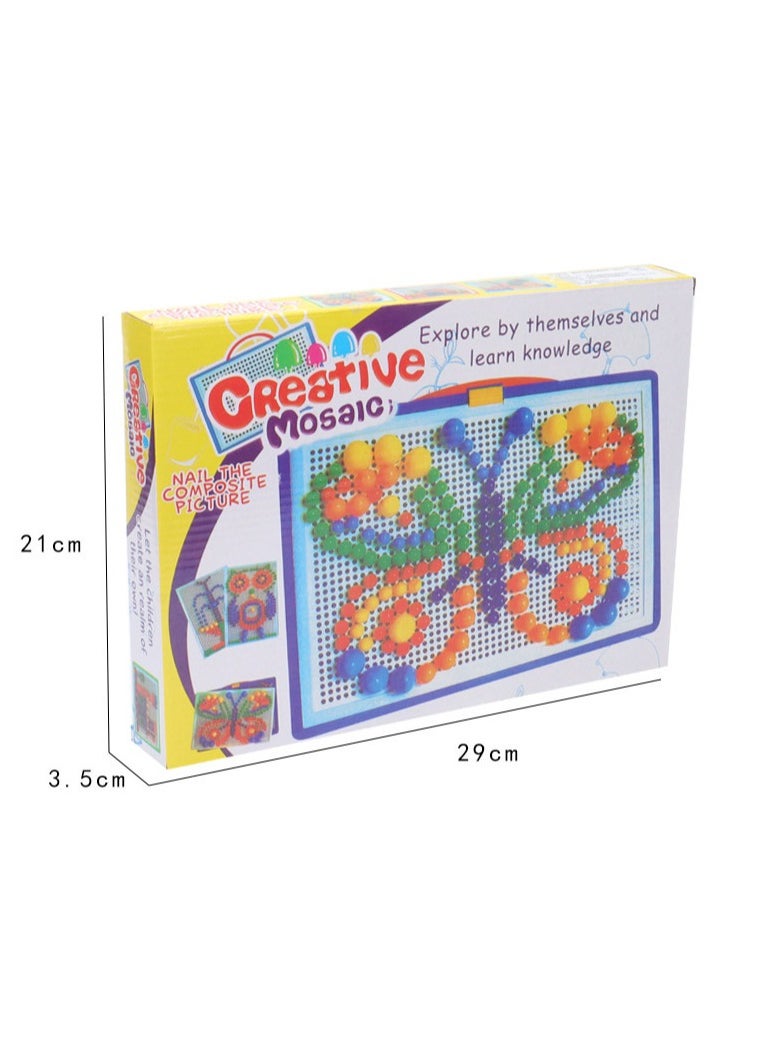 Generic - 296-Piece Creative Mosaic Jigsaw Puzzle Mushroom Nails Educational Building Blocks Board Game 11.4x8.2x1.4inch - Image 1