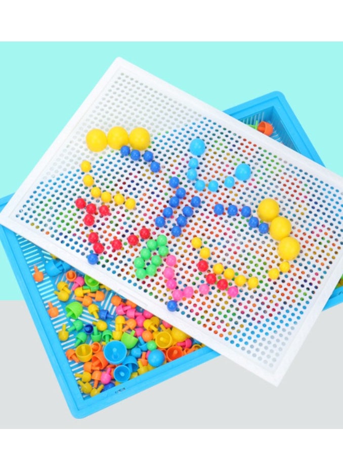 Generic - 296-Piece Creative Mosaic Jigsaw Puzzle Mushroom Nails Educational Building Blocks Board Game 11.4x8.2x1.4inch - Image 1