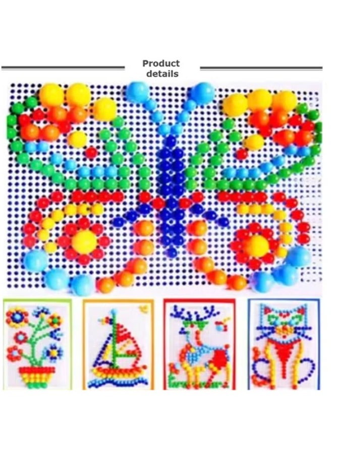 Generic - 296-Piece Creative Mosaic Jigsaw Puzzle Mushroom Nails Educational Building Blocks Board Game 11.4x8.2x1.4inch - Image 1