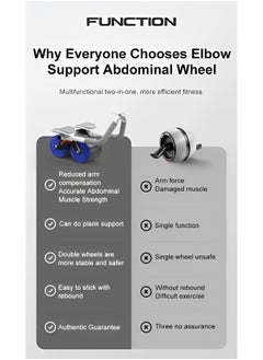 REOCLE Elbow Support Automatic Rebound Abdominal Wheel Ab Roller for Abdominal Exercise Machine Abs Workout Equipment Body Core Strengthening Trainer Fitness Belly Training  - Image 5