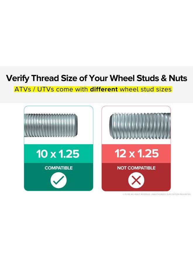 StanceMagic 16pc Black Spline Drive Lug Nuts - 10x1.25 Thread Size - 1.4" Length - Closed End - Cone Acorn Taper Seat - Includes 1 Socket Key Tool - fits many Honda Yamaha Can Am Suzuki Kawasaki Arctic Cat ATV - Image 4