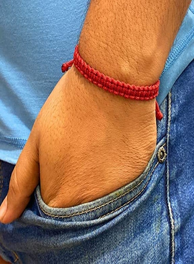 SUSVIJ سوار نزار مصنوع يدويًا من خيوط حمراء من سوسفيج، سوار معصم قابل للتعديل، سوار صداقة للنساء والرجال - لطيف على البشرة 100%، مجموعة من 4 قطع - Image 3
