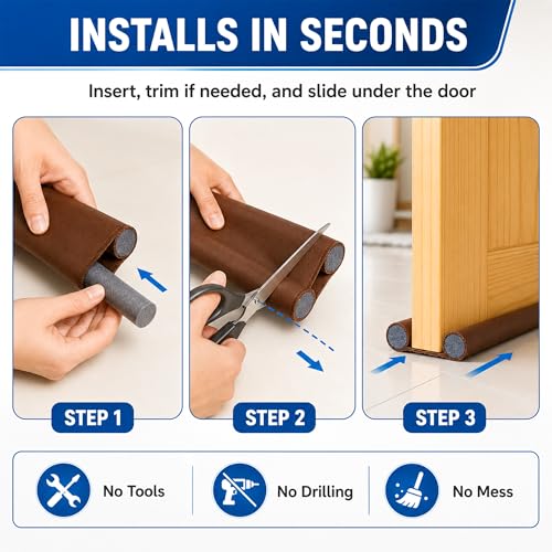Eightiz (Pack of 3, 39 Inches) Door Guard – Bottom Seal Strip Gap Filler for Doors,Soundproof, Noise Reduction, Energy Saving, Dust & Insect,Rat Protecto,Door Strip for Home,Office,Outdoor - Image 5