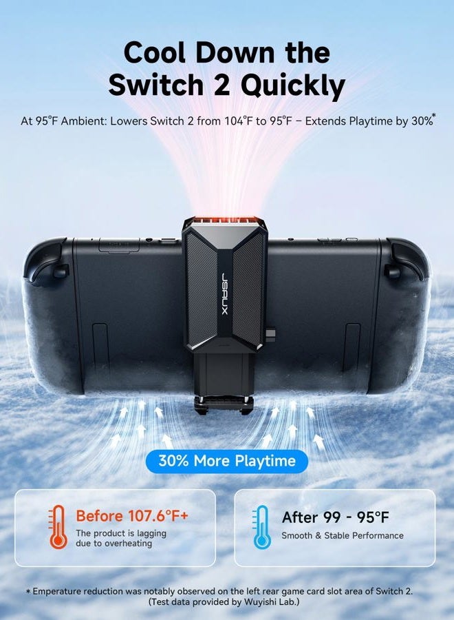 jsaux Cooling Fan for Switch 2, Cool Down Accessories Compatible with Switch 2 (Stepless Adjustable Fan Speed/18W PD Fast Charging), Cools to Enhance Performance & Extend handheld console Battery Life - Image 2