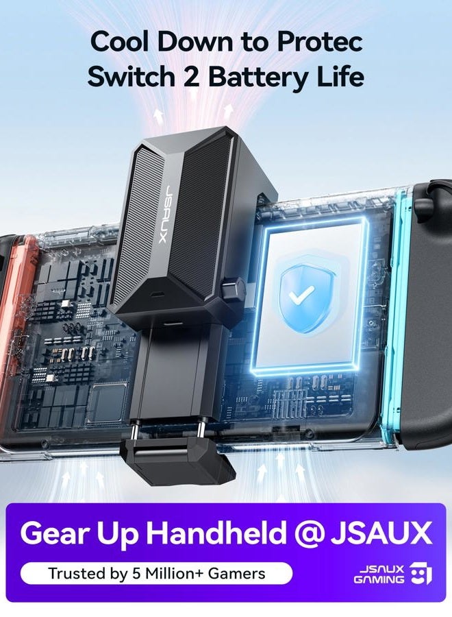 jsaux Cooling Fan for Switch 2, Cool Down Accessories Compatible with Switch 2 (Stepless Adjustable Fan Speed/18W PD Fast Charging), Cools to Enhance Performance & Extend handheld console Battery Life - Image 3
