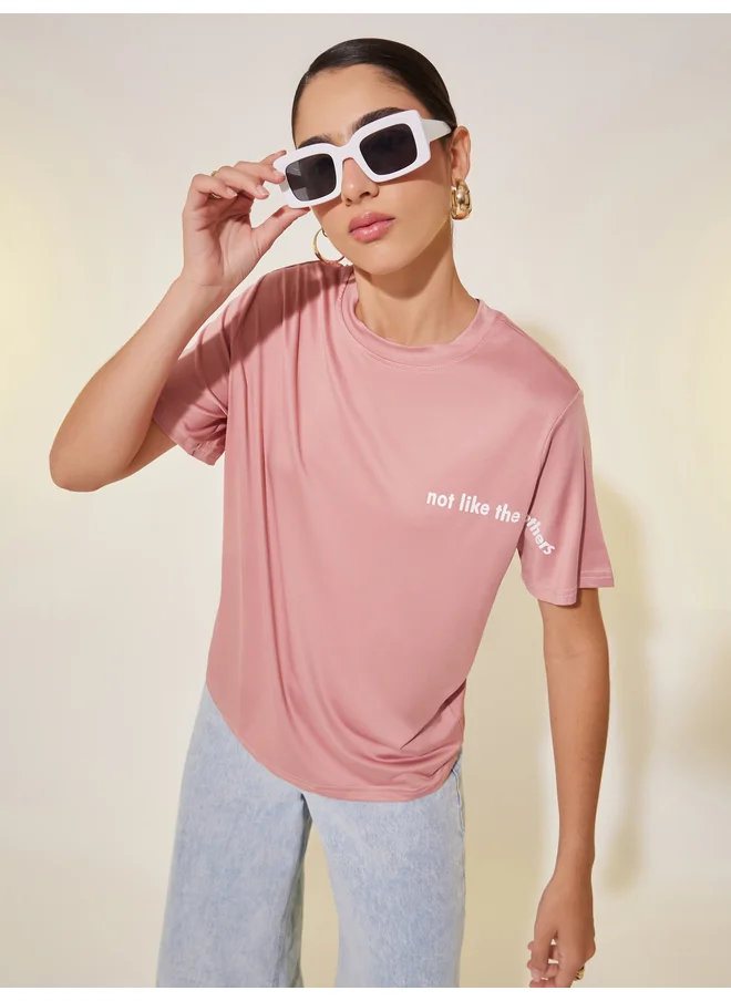 Take Two Take Two Round Neck Slogan T-shirt