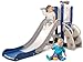 Baotree 6 in 1 Toddler Playset with Slide Kids Slide with Basketball Hoop Ball Ring Toss Indoor Outdoor Toys White Blue - Image 3