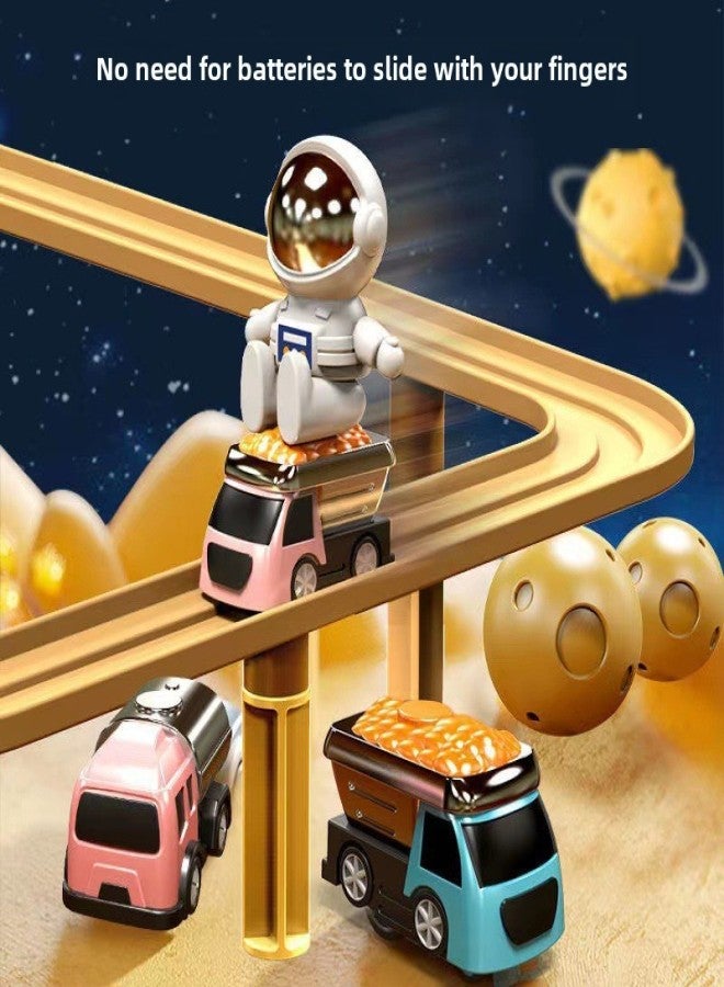 Children's Educational Car Adventure Track Parking Lot Toy Car Set Inertial Sliding Boy 3-6 Years Old(Radar Space Adventure 7 car [gift box]]) - Image 4