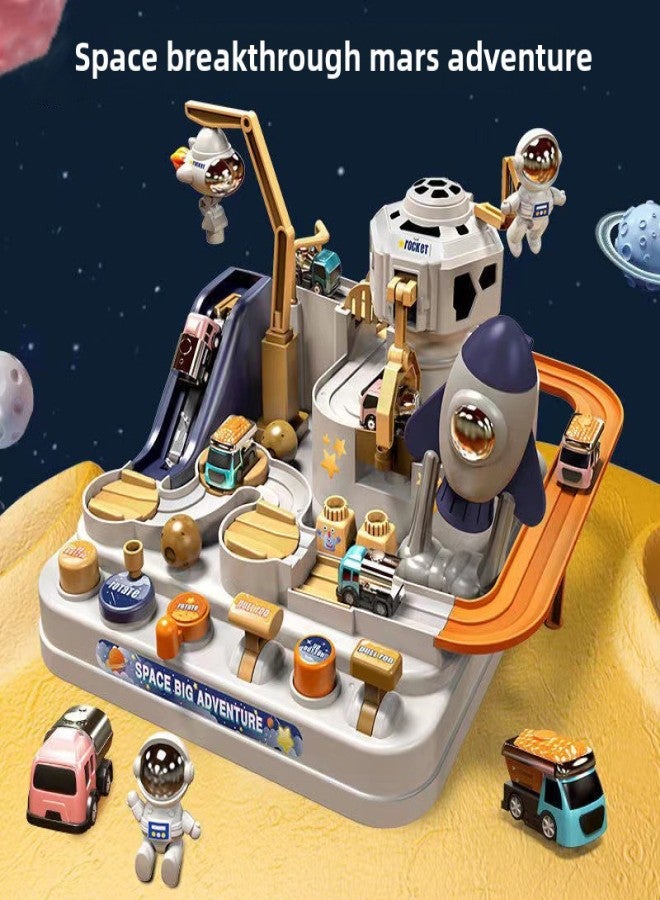 Children's Educational Car Adventure Track Parking Lot Toy Car Set Inertial Sliding Boy 3-6 Years Old(Radar Space Adventure 7 car [gift box]]) - Image 2