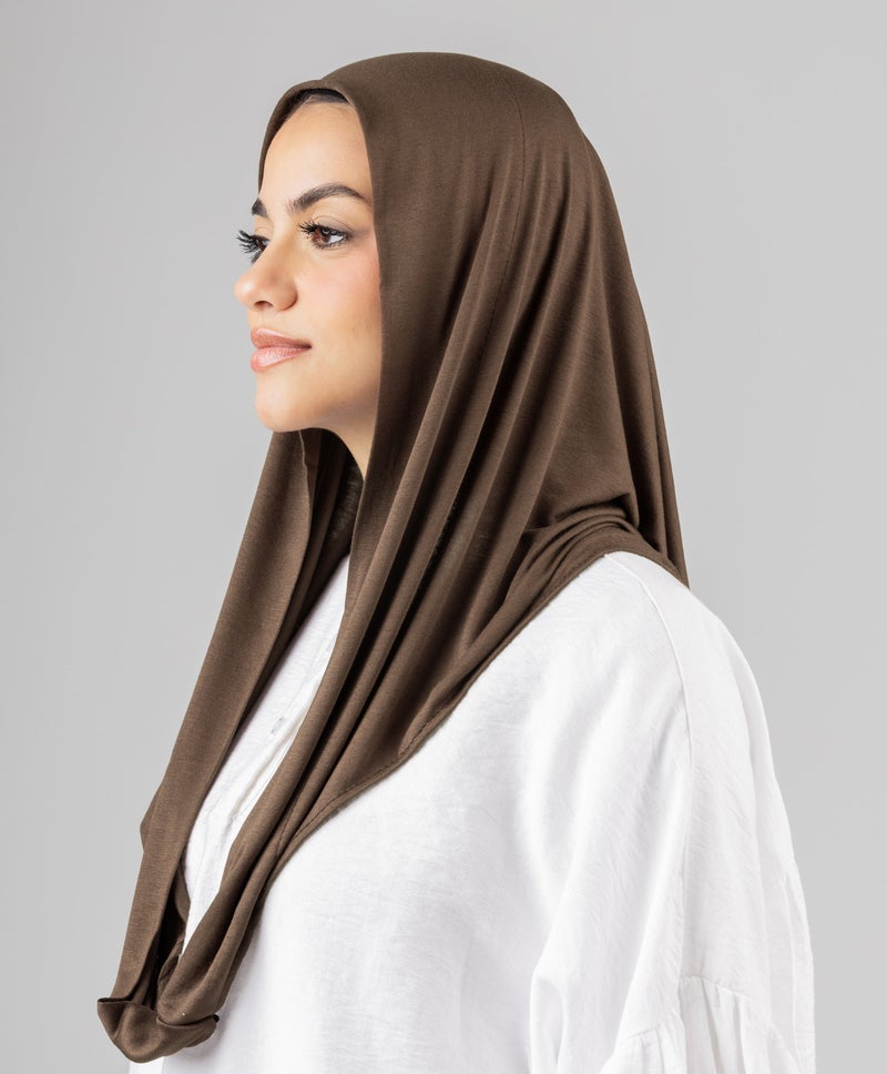 طرحة كتان ليكرا أنيقة بتصميم مغلق سهل — بني سماوي
