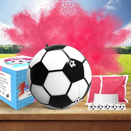 POPUPARTY Gender Reveal Soccer Ball, Soccer Ball Gender Reveal with Pink Powder for Boy or Girl Baby Gender Reveal Ideas - Image 1