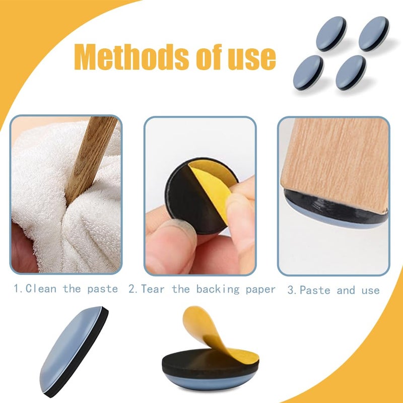 TRKETK 24 Pcs Teflon Furniture Sliders PTFE Round Self Adhesive Furniture Sliders Sliders Kitchen Appliances for Air Fryer Bread Maker Mixers Grills (Round) - Image 4