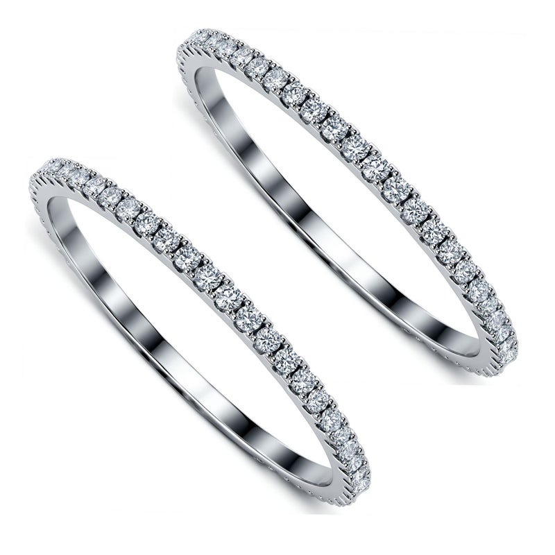 LevyPan 2-Pack 14K Gold Plated Stacking Rings for Oura Ring Gen 4/Gen 3, Cubic Zirconia Simulated oura ring stack Diamond Rings for Women - Image 4