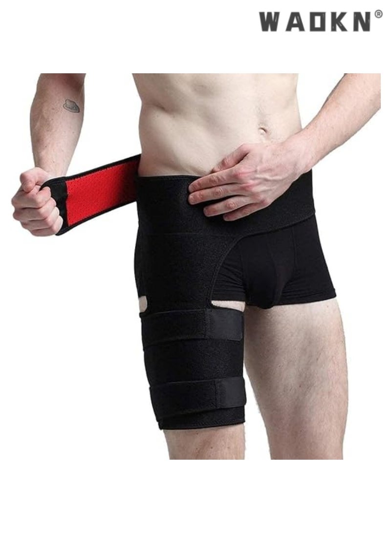 WAOKN Men and Women Adjustable Hip Groin Stabilizer and Hip Brace for Sciatica uncomfortable Relief, Thigh Leg Compression Support Wrap Sleeve for, Hip Joint uncomfortable, Quad Hamstring Joints Recovery  - Image 1