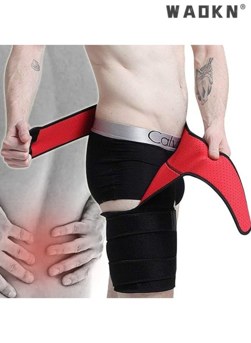 WAOKN Men and Women Adjustable Hip Groin Stabilizer and Hip Brace for Sciatica uncomfortable Relief, Thigh Leg Compression Support Wrap Sleeve for, Hip Joint uncomfortable, Quad Hamstring Joints Recovery  - Image 3