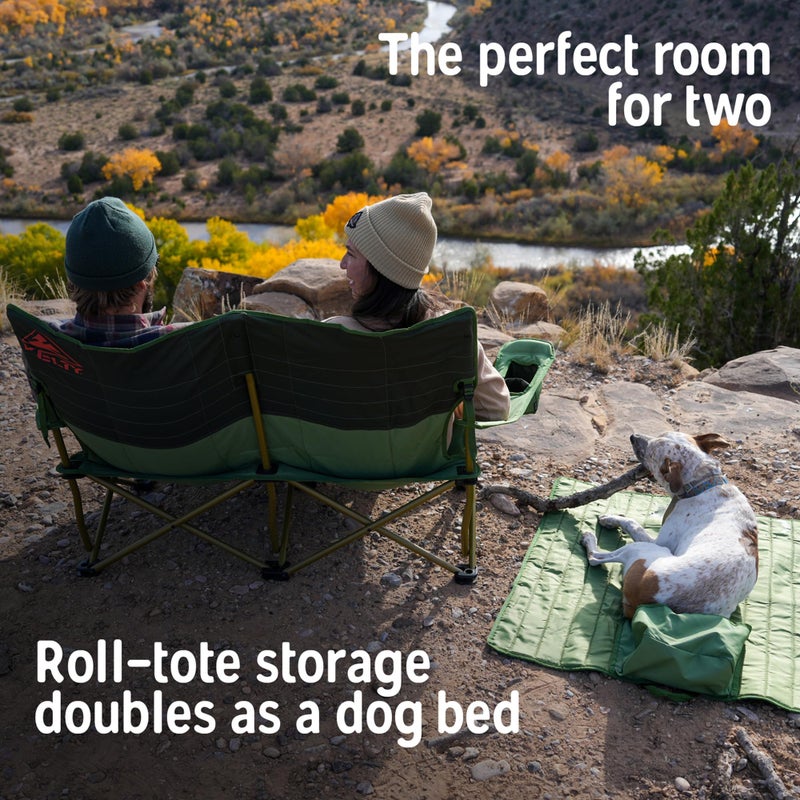 Kelty Low Loveseat Oversized 2-Person Heavy Duty Folding Camp Chair, Double Seat for Soccer Games, Tailgating, Beach Days (Low Height/Deep Lake) - Image 3