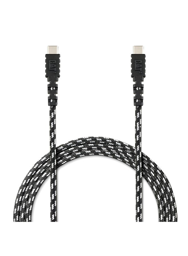 CAT Certified USB-C to USB-C Strain Relief Fast Charging Cable Black and White 6 ft CAT-PC-C2C - Image 1