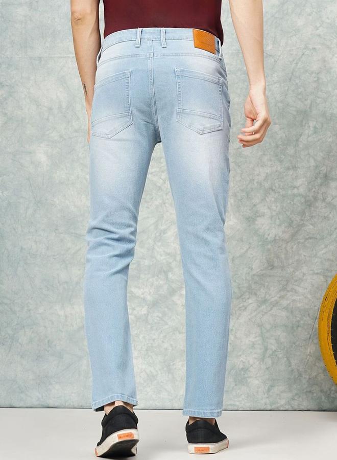 شركة المرآب الهندية جينز رجالي أزرق بخصر متوسط وقصة ضيقة مع تمزقات من ذا إنديان جراج كو - Image 5