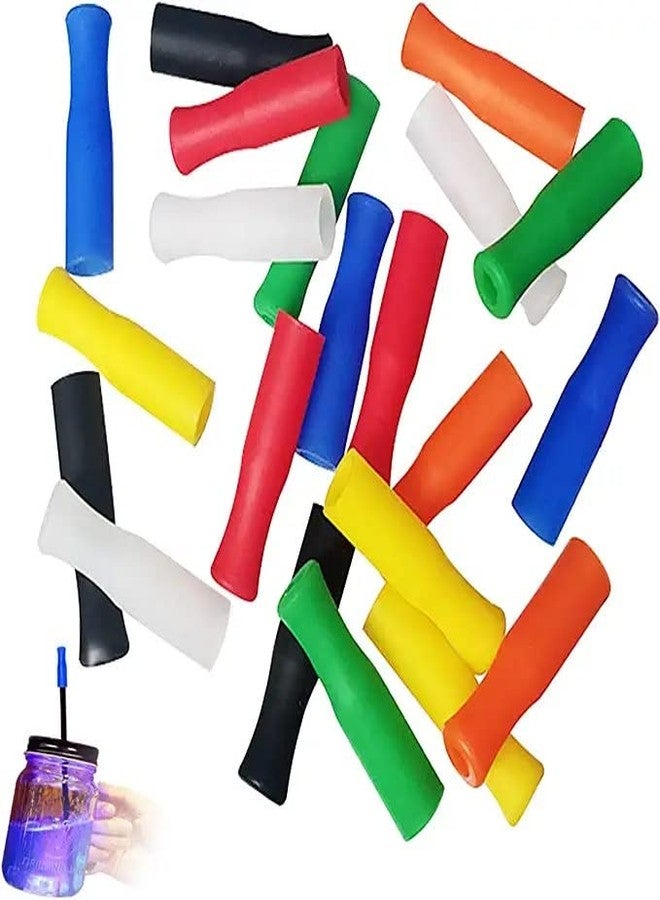 TINSICO Silicone Straw Tips, 20Pcs Reusable Set, Multi-Colored Anti-Burn Food Grade Safety for 6mm Wide Stainless Steel Straws, Red - Image 2
