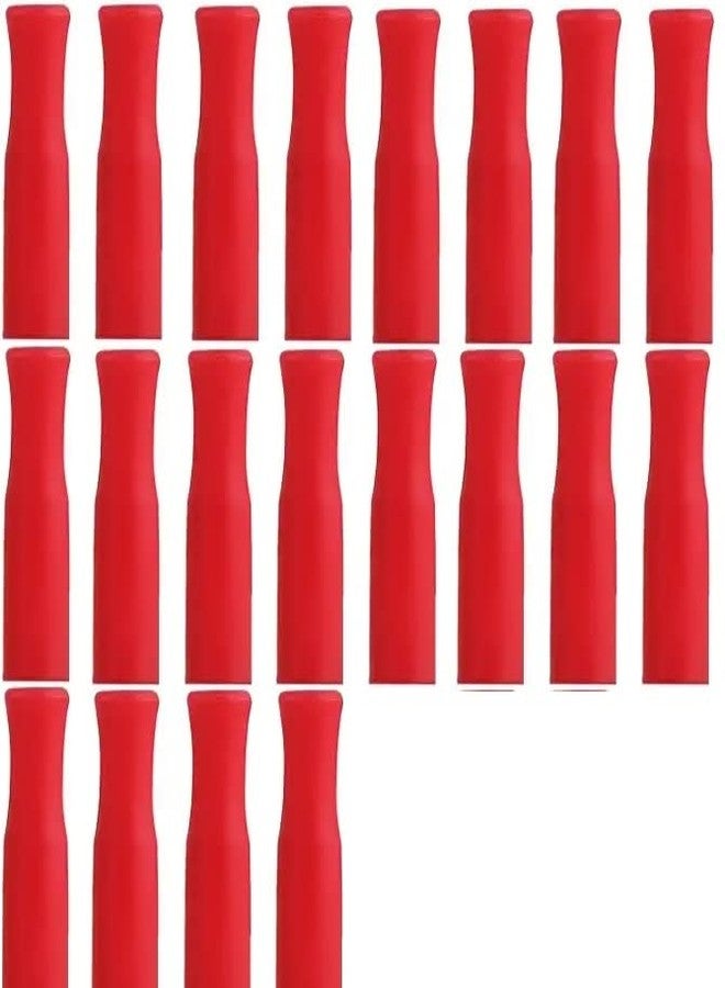 TINSICO Silicone Straw Tips, 20Pcs Reusable Set, Multi-Colored Anti-Burn Food Grade Safety for 6mm Wide Stainless Steel Straws, Red - Image 1