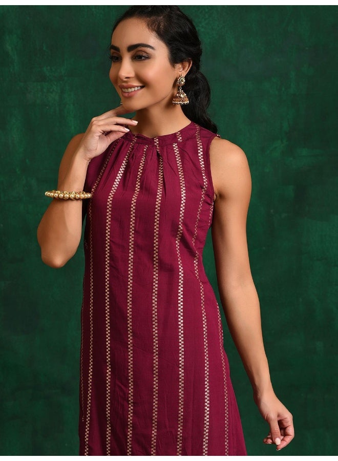 AKS Burgundy Zari Kurta Set - Image 2