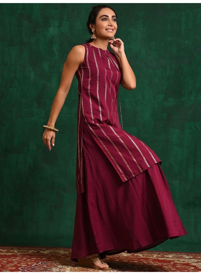 AKS Burgundy Zari Kurta Set - Image 5