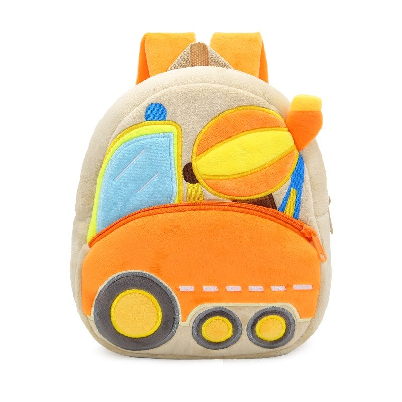 Plush Kids Backpack, Mixer Truck Vehicle Design, Soft Lightweight School Bag for Toddlers and Preschool Kids - Image 1