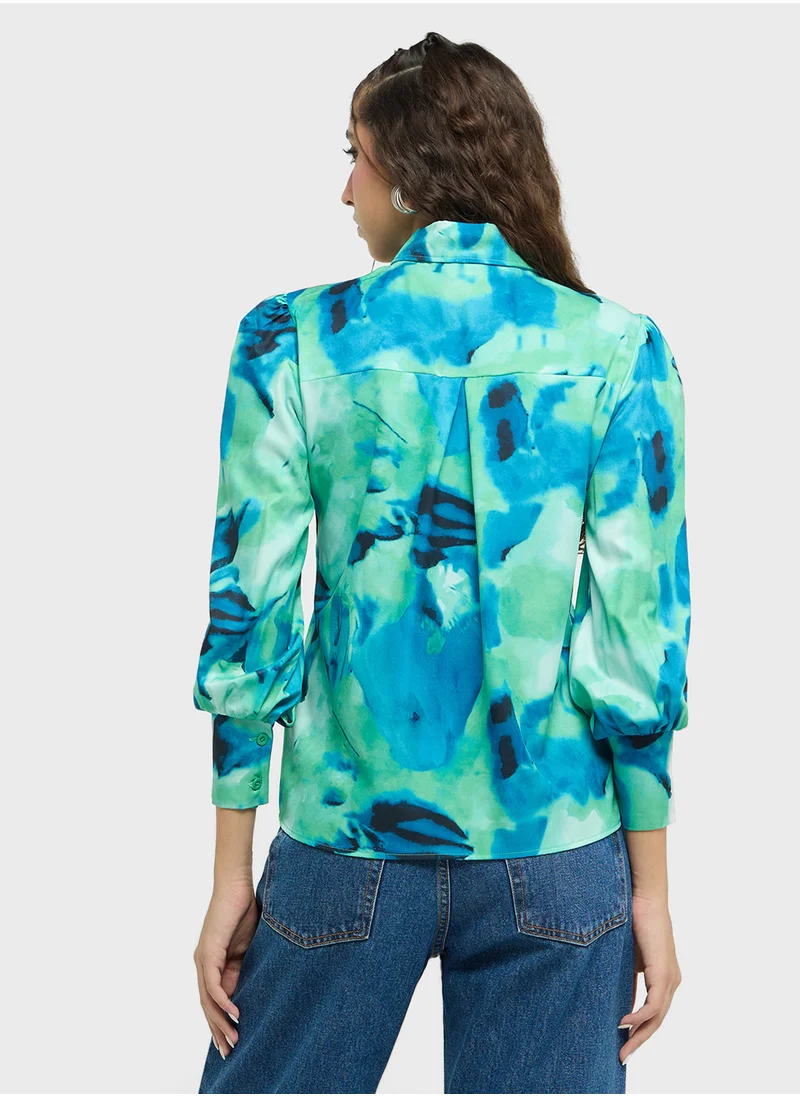 Ginger Blurred Floral Print Shirt