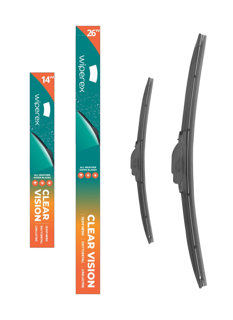 Wiperex WiperEx Wiper Blades for Toyota COROLLA 2007 2008 2009 2010 2011 2012 2013 2014 2015 2016 2017 2018 2019 26" + 14" All Weather, Uniform Wiping, Premium Rubber, Perfect Fit, Silent (Set of 2)  - Image 1