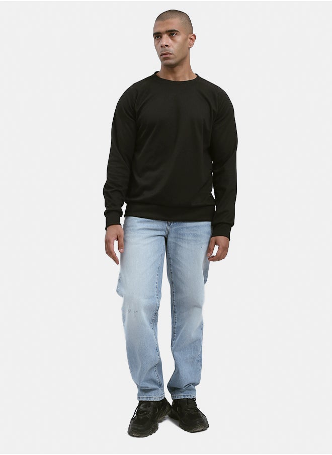 RAVIN - Self Pattern Long Sleeves Black Sweatshirt - Image 1