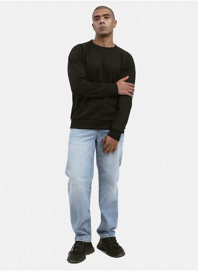 RAVIN - Self Pattern Long Sleeves Black Sweatshirt - Image 1