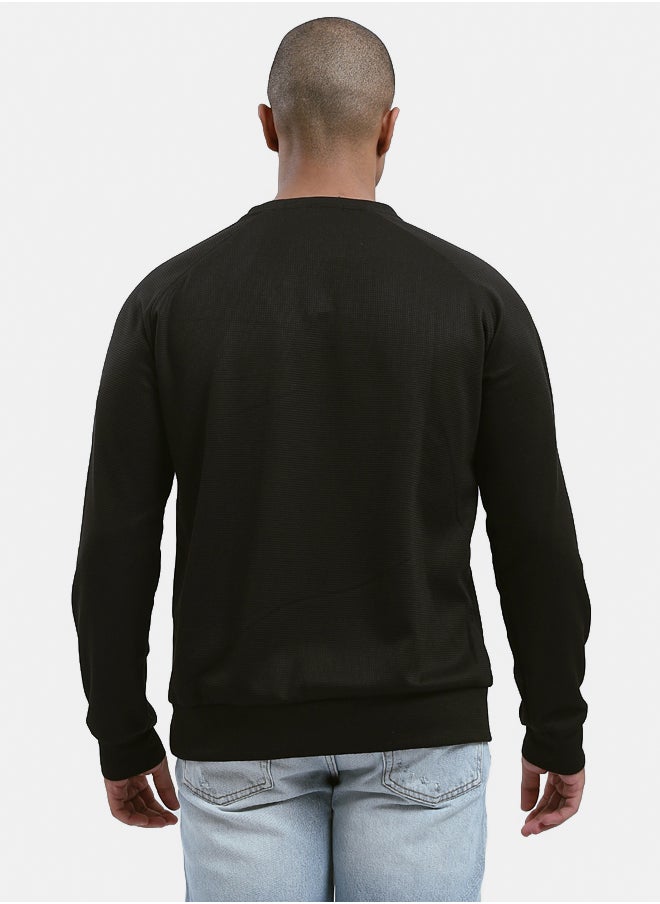 RAVIN Self Pattern Long Sleeves Black Sweatshirt  - Image 3