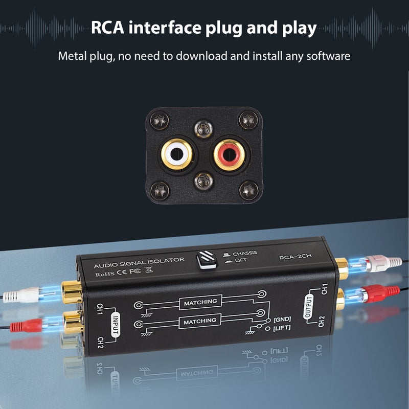 Portable 2 Channels RCA Ground Loop Isolator Professional Hum Eliminator Audio Signal Isolator Noise Filter for Home Stereo System Speaker Conference Microphones Audio Players - Image 5