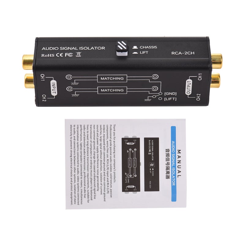 Portable 2 Channels RCA Ground Loop Isolator Professional Hum Eliminator Audio Signal Isolator Noise Filter for Home Stereo System Speaker Conference Microphones Audio Players - Image 1