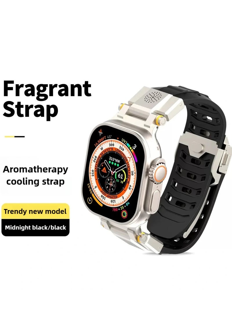Samu - Apple Watch Fragrance Band ，Silicone waterproof sports，for Apple Watch Ultra 2 / Ultra 49mm, Series 9/8/SE2/7/6/SE/5/4/3/2/1 45mm/44mm/42mm .Black - Image 1
