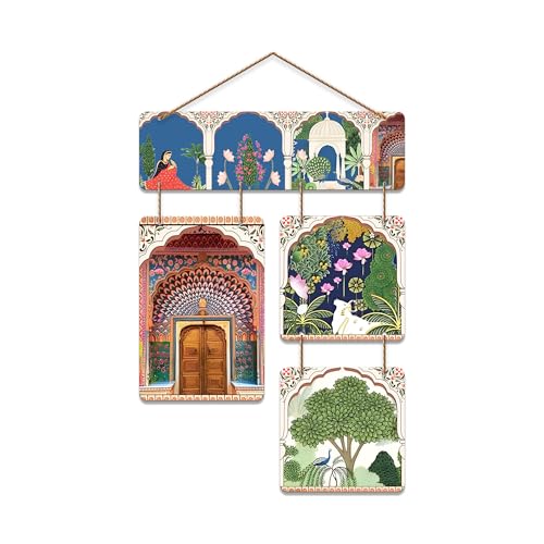 Artvibes Mughal Pichwai Art Decorative Wall Art MDF Wooden Wall Hanger for Living Room | Wall Sculpture | Signs | Handcrafted Art | Modern Decor Artwork | Wall Art Print | Unique Gift Items (WH_6542N) - Image 1