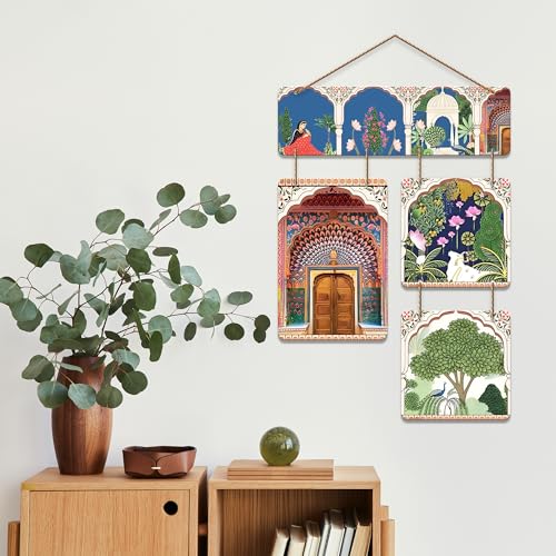 Artvibes Mughal Pichwai Art Decorative Wall Art MDF Wooden Wall Hanger for Living Room | Wall Sculpture | Signs | Handcrafted Art | Modern Decor Artwork | Wall Art Print | Unique Gift Items (WH_6542N) - Image 2