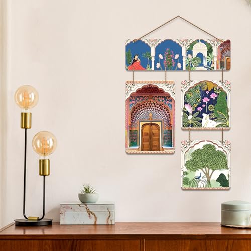 Artvibes Mughal Pichwai Art Decorative Wall Art MDF Wooden Wall Hanger for Living Room | Wall Sculpture | Signs | Handcrafted Art | Modern Decor Artwork | Wall Art Print | Unique Gift Items (WH_6542N) - Image 4